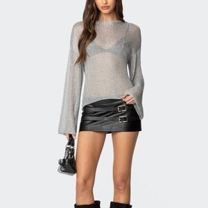 Edikted silver sheer knit sweater